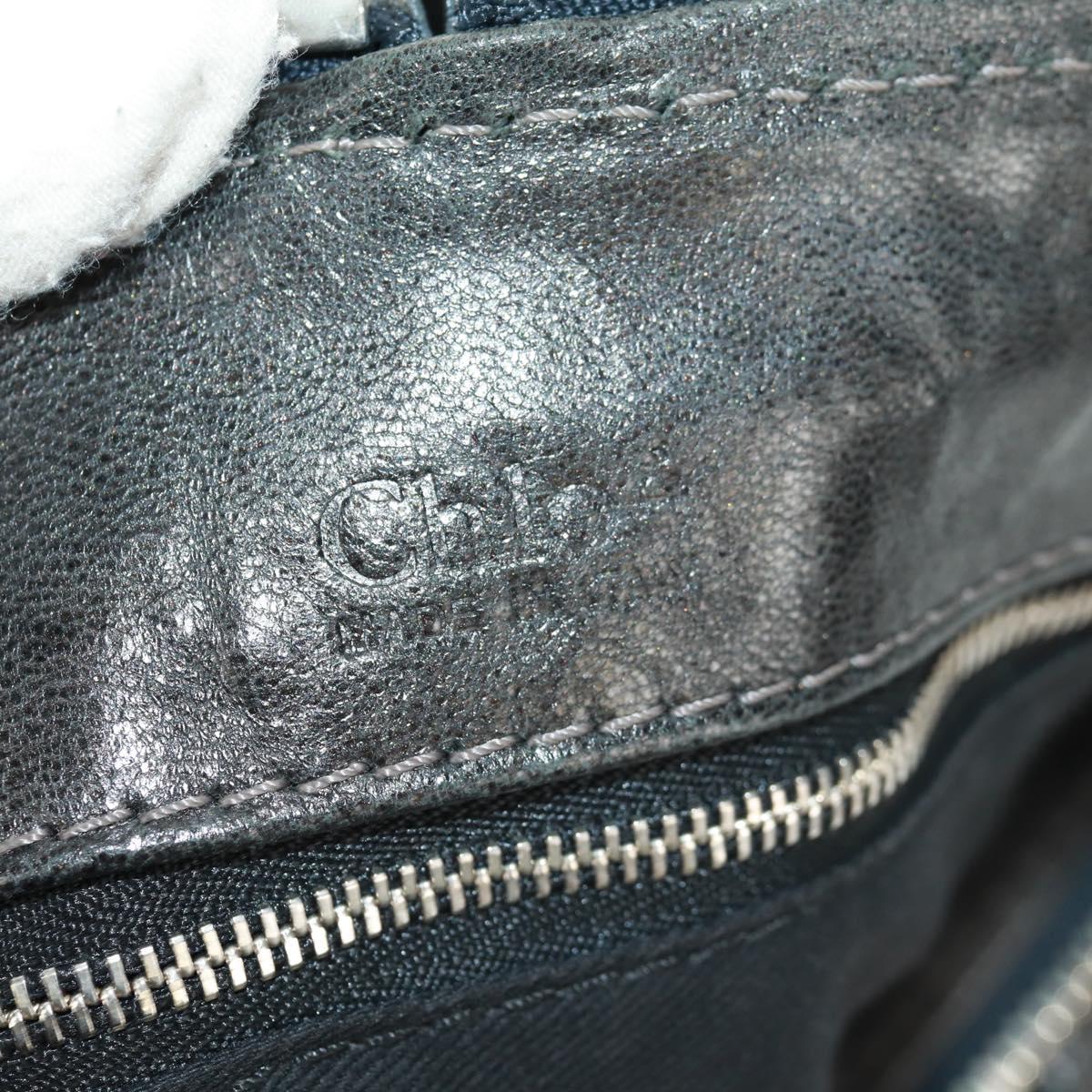 Chloe Chain Paddington Hand Bag Leather Black Gold Silver Auth am10606V