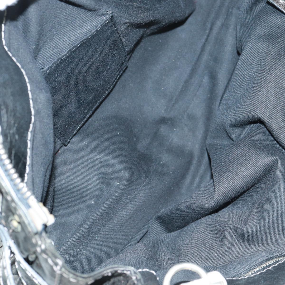 Chloe Chain Paddington Hand Bag Leather Black Gold Silver Auth am10606V