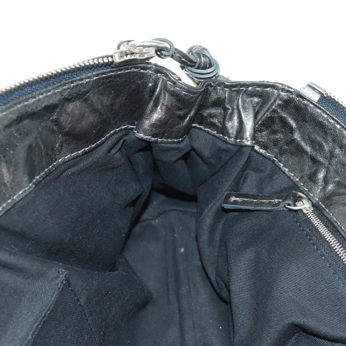 Chloe Chain Paddington Hand Bag Leather Black Gold Silver Auth am10606V