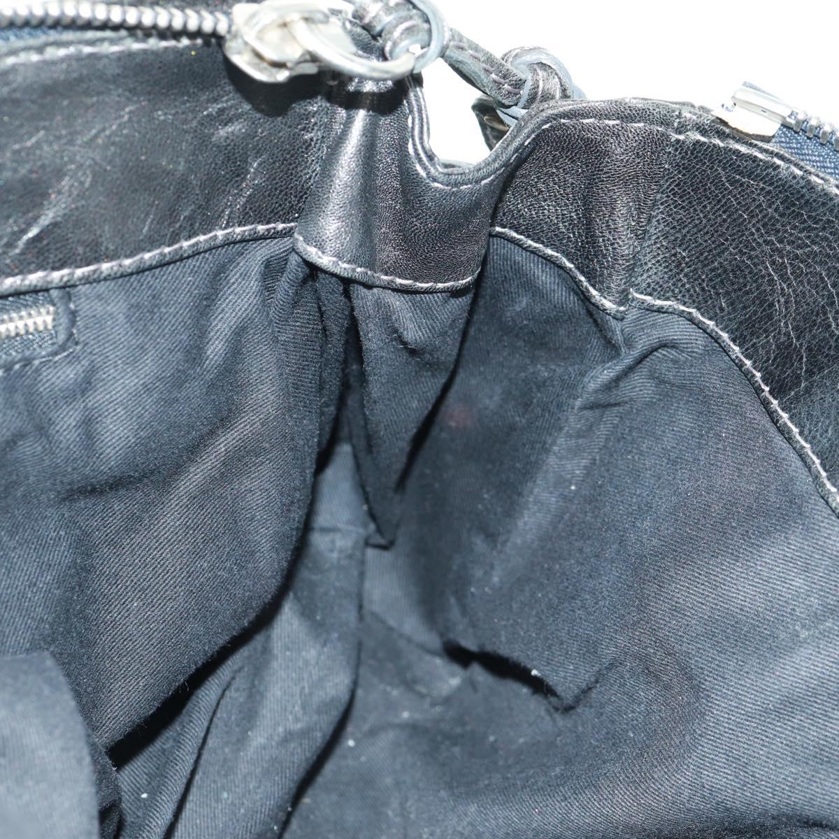 Chloe Chain Paddington Hand Bag Leather Black Gold Silver Auth am10606V