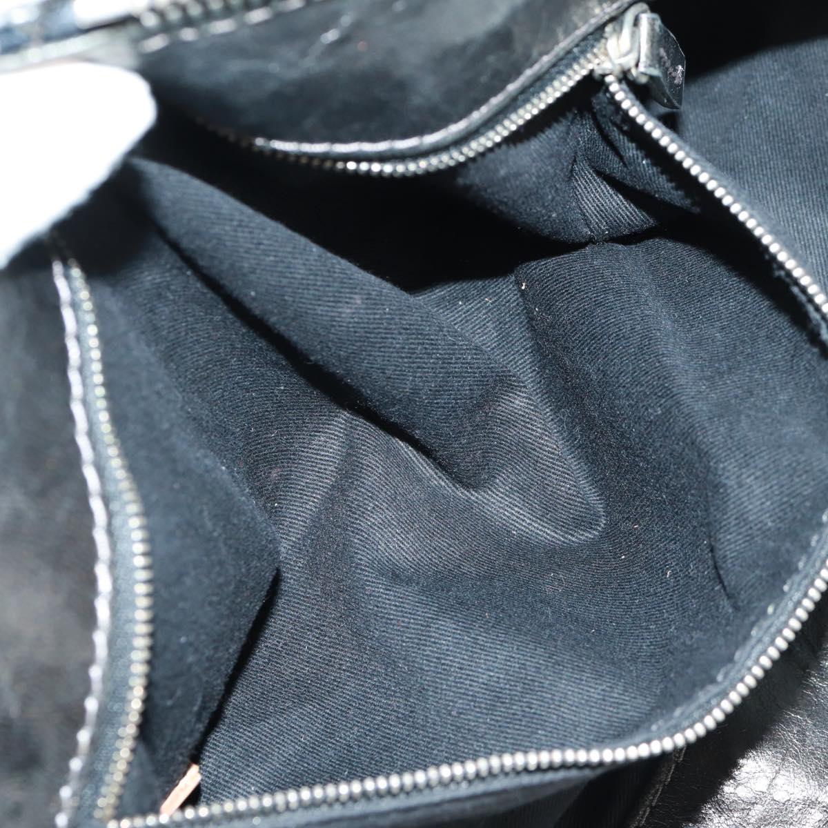 Chloe Chain Paddington Hand Bag Leather Black Gold Silver Auth am10606V