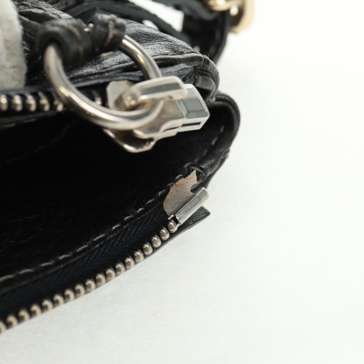 Chloe Chain Paddington Hand Bag Leather Black Gold Silver Auth am10606V