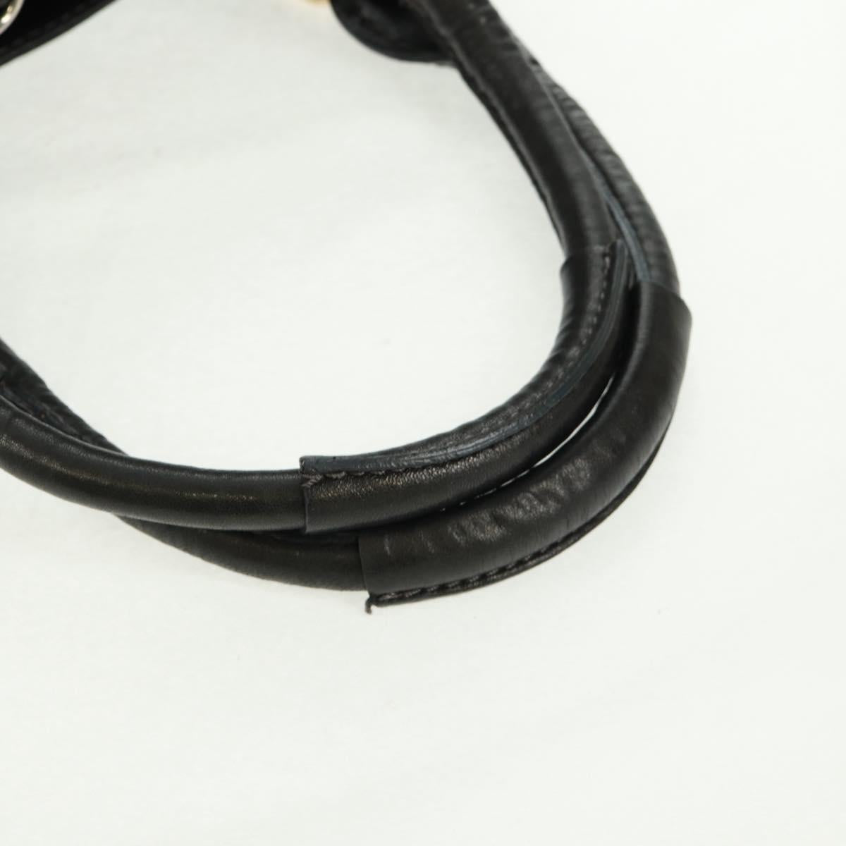 Chloe Chain Paddington Hand Bag Leather Black Gold Silver Auth am10606V