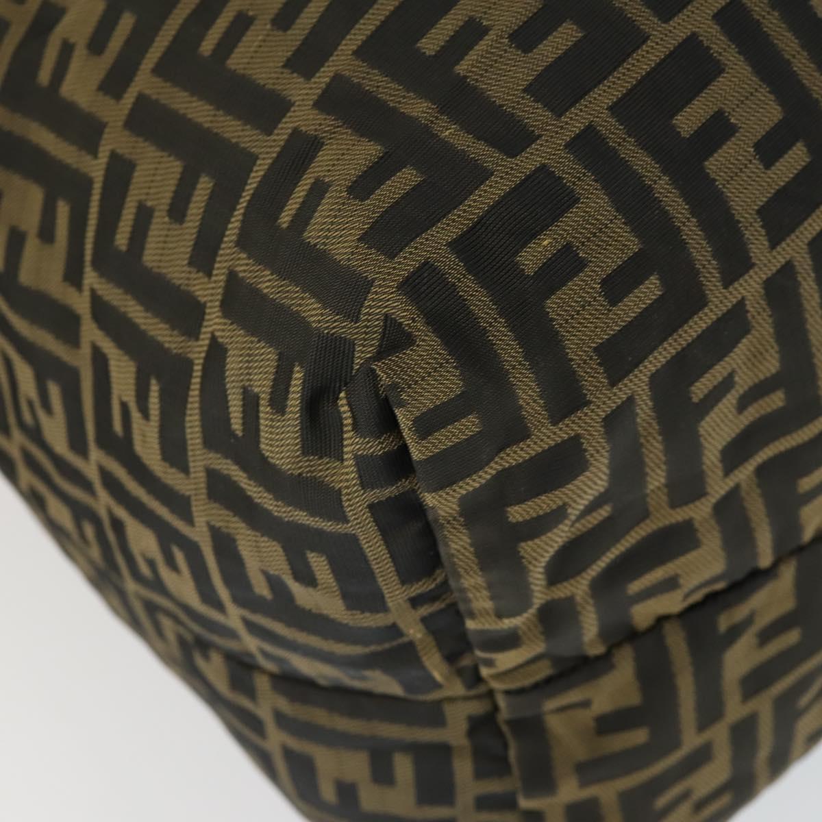 FENDI Zucca Canvas Boston Tote Bag Black Brown gold Auth am10607