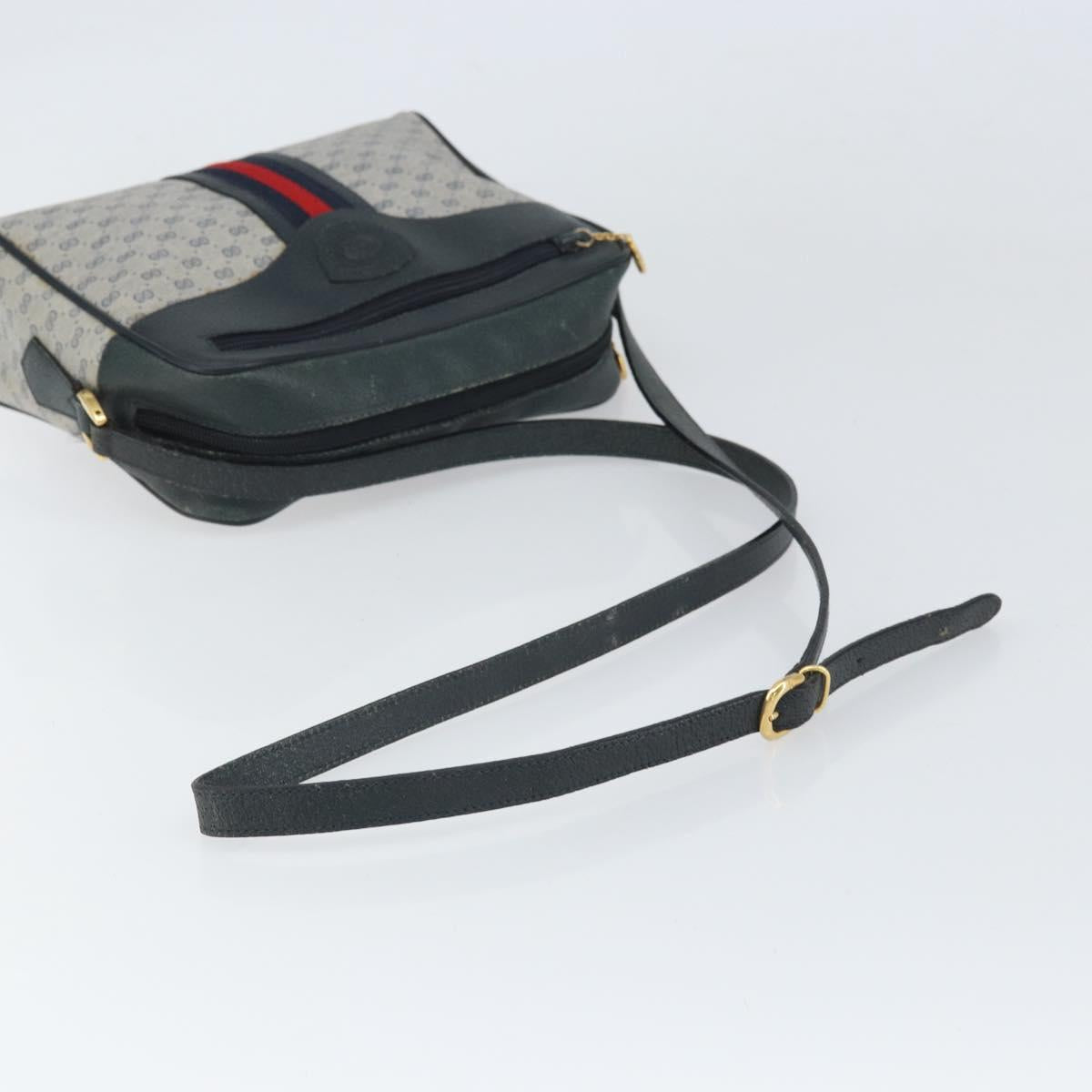 GUCCI Micro GG Supreme Sherry Line Bag PVC Navy Gold 001 56 0852 Auth am10608