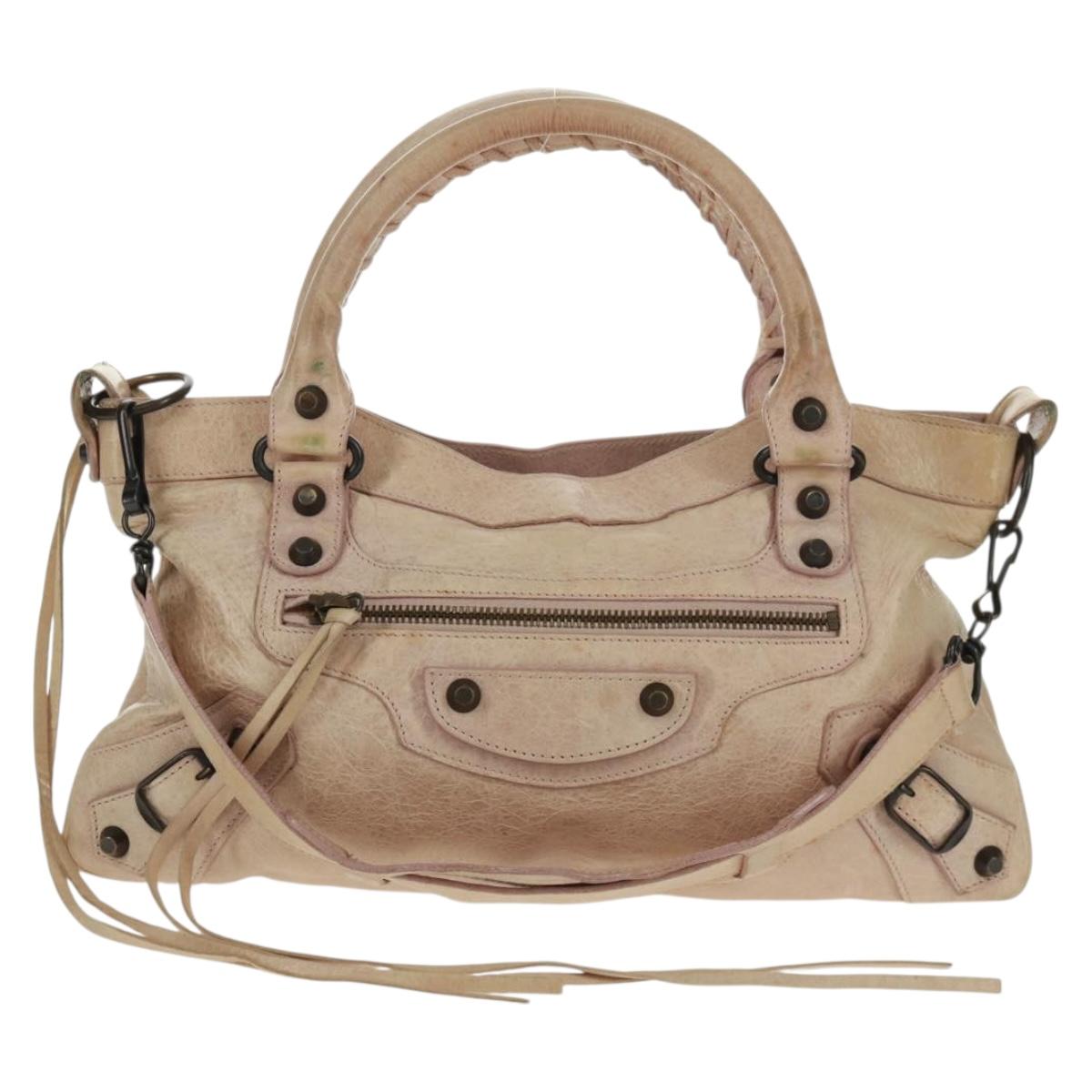 BALENCIAGA The First Hand Bag Leather 2way Pink 103208 Auth am10609V