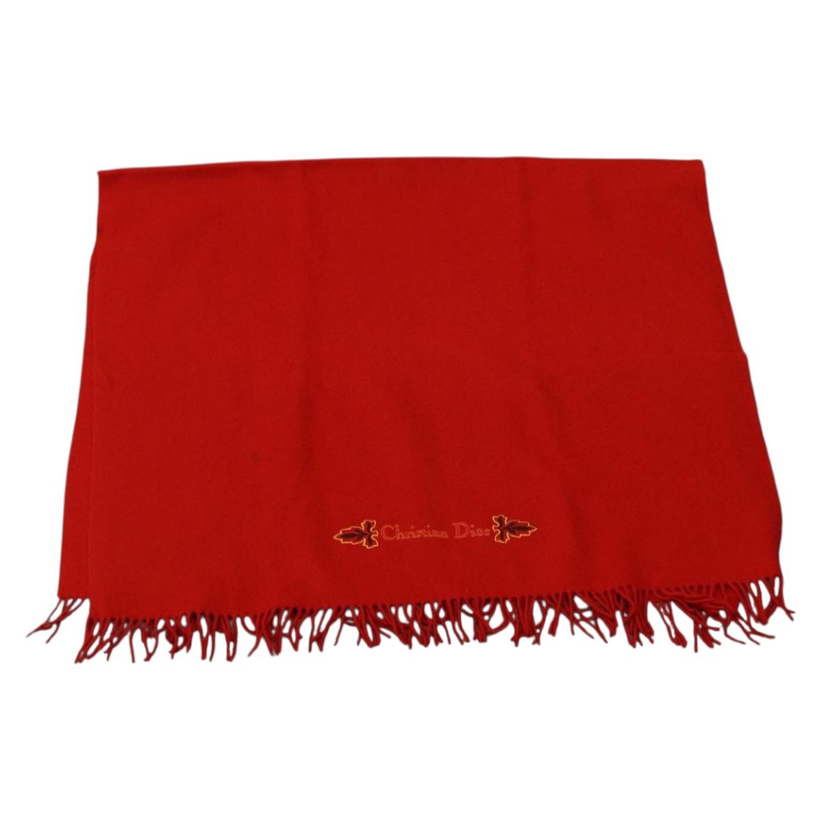 Christian Dior Stole Wool Red Auth am10612