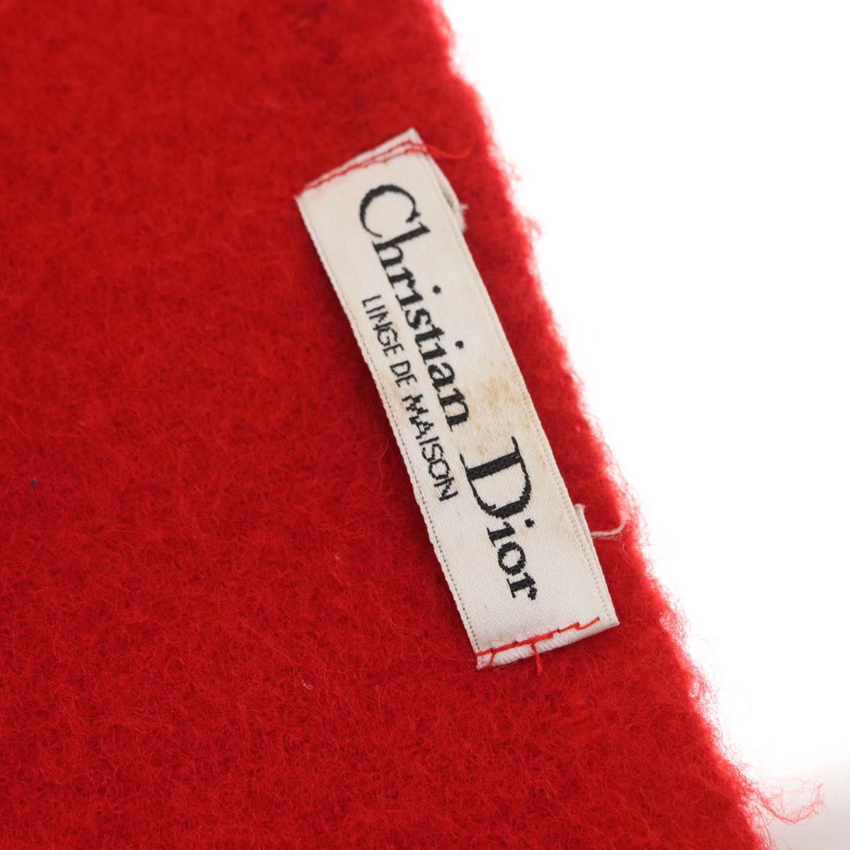 Christian Dior Stole Wool Red Auth am10612