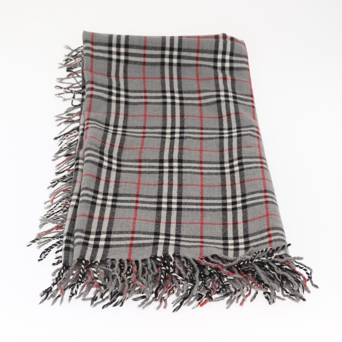 Burberrys Nova Check Stole Wool Gray Auth am10622