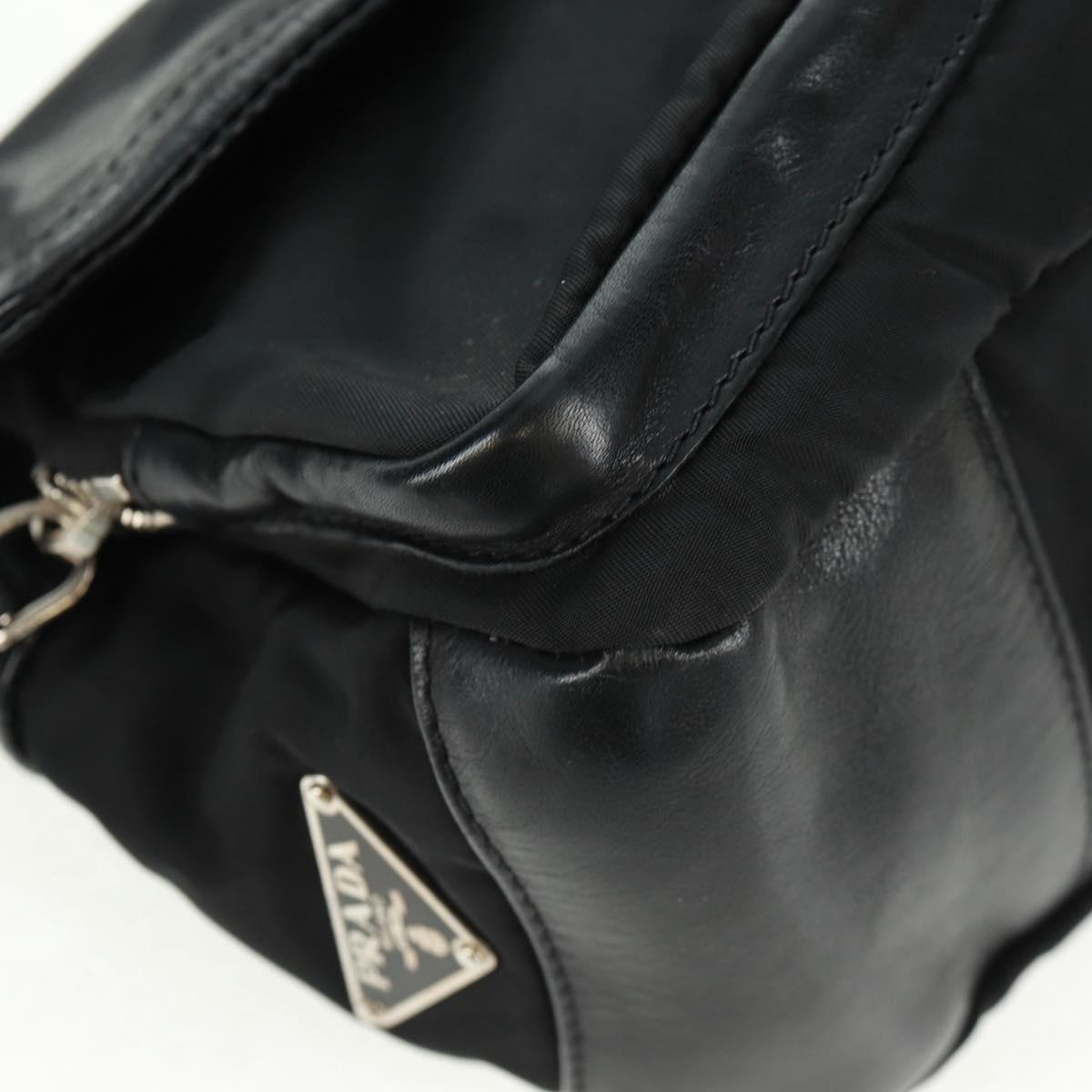 PRADA Shoulder Bag Nylon Leather Black Silver Auth am10628V
