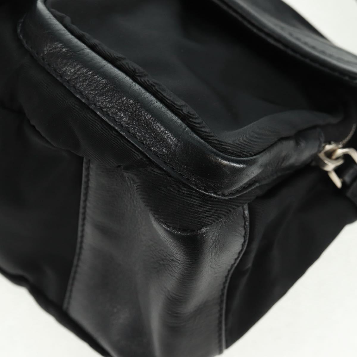 PRADA Shoulder Bag Nylon Leather Black Silver Auth am10628V
