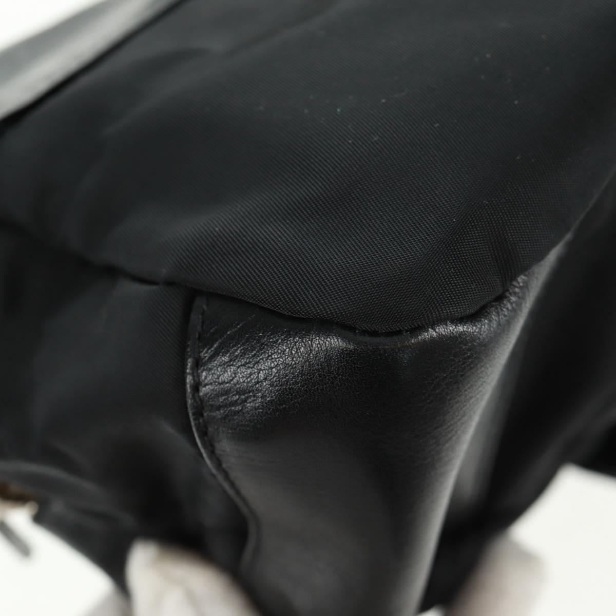 PRADA Shoulder Bag Nylon Leather Black Silver Auth am10628V
