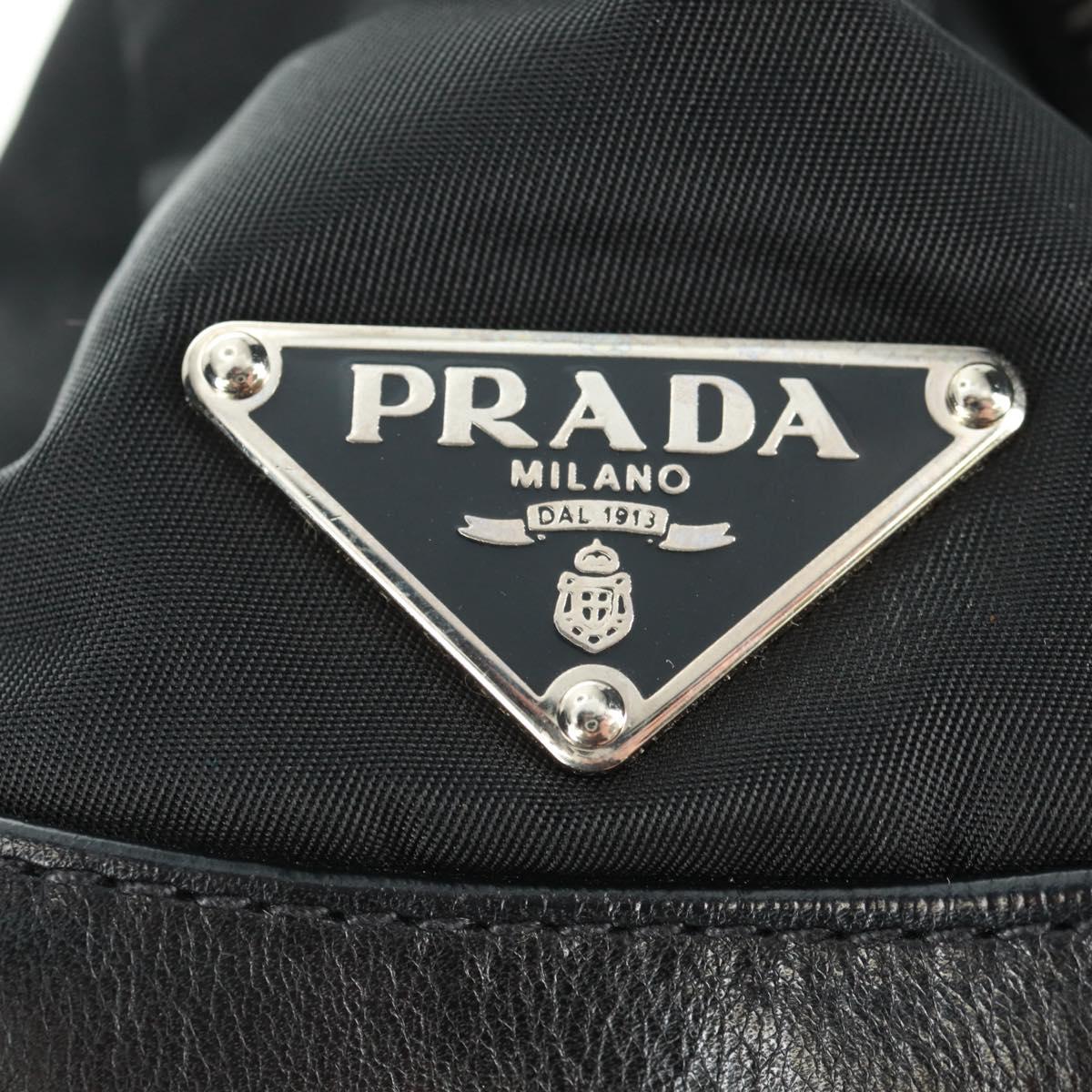 PRADA Shoulder Bag Nylon Leather Black Silver Auth am10628V