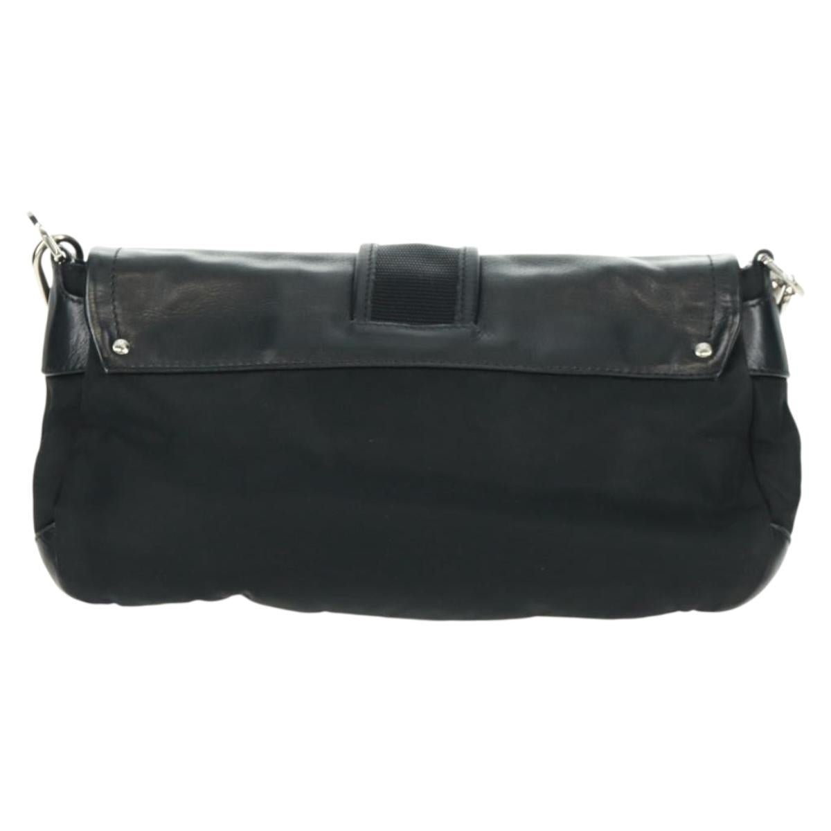 PRADA Shoulder Bag Nylon Leather Black Silver Auth am10628V