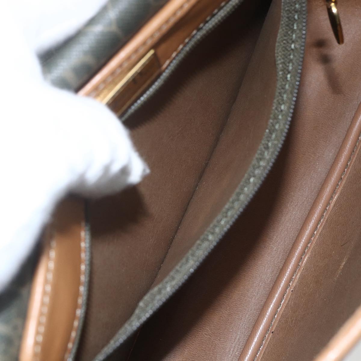 Christian Dior Honeycomb Canvas Shoulder Bag PVC Gold Khaki Auth am10634