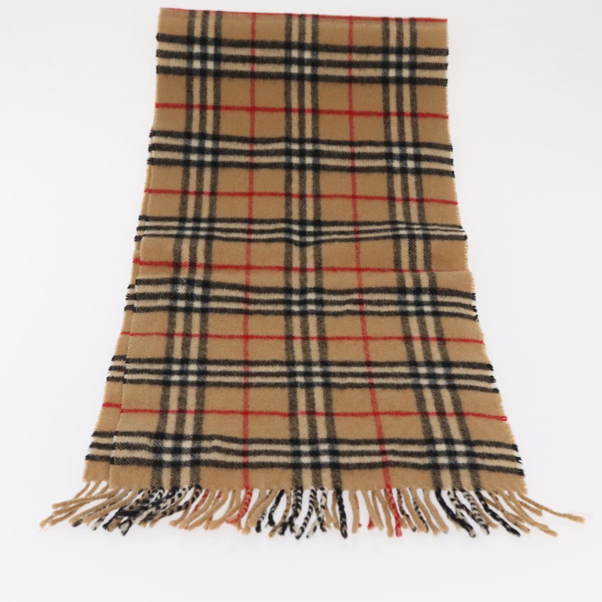 Burberrys Nova Check Scarf Wool Beige Auth am10638