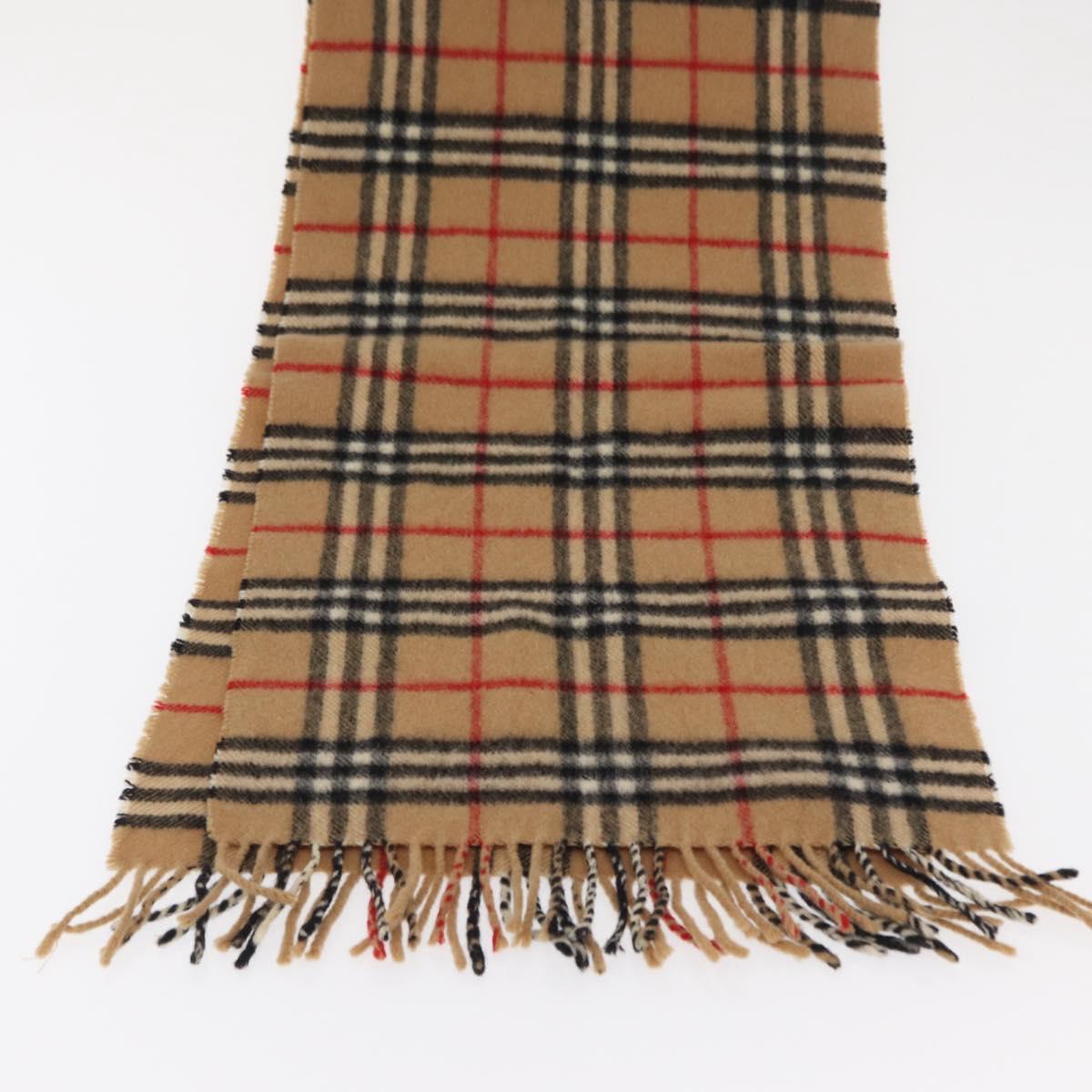 Burberrys Nova Check Scarf Wool Beige Auth am10638