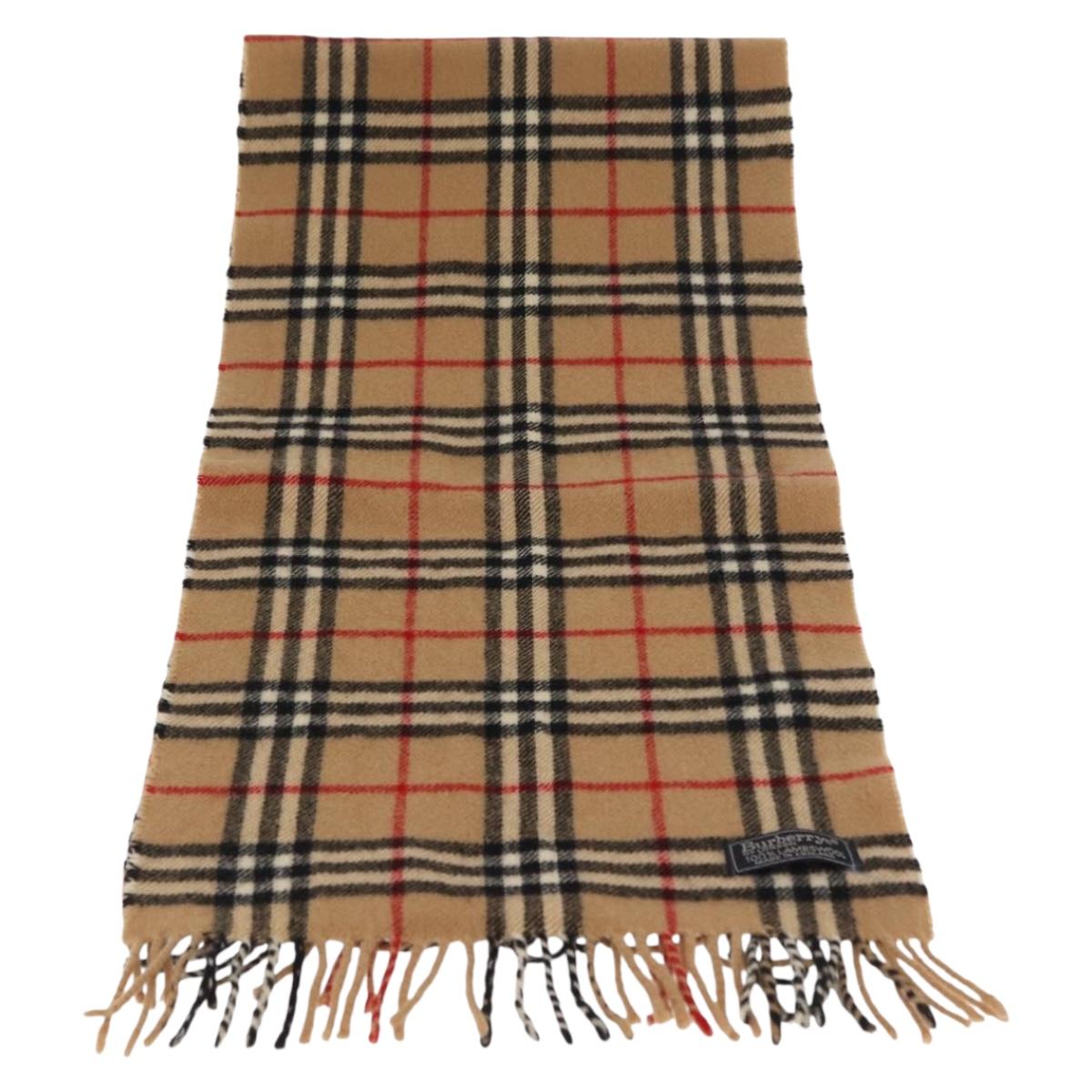 Burberrys Nova Check Scarf Wool Beige Auth am10638