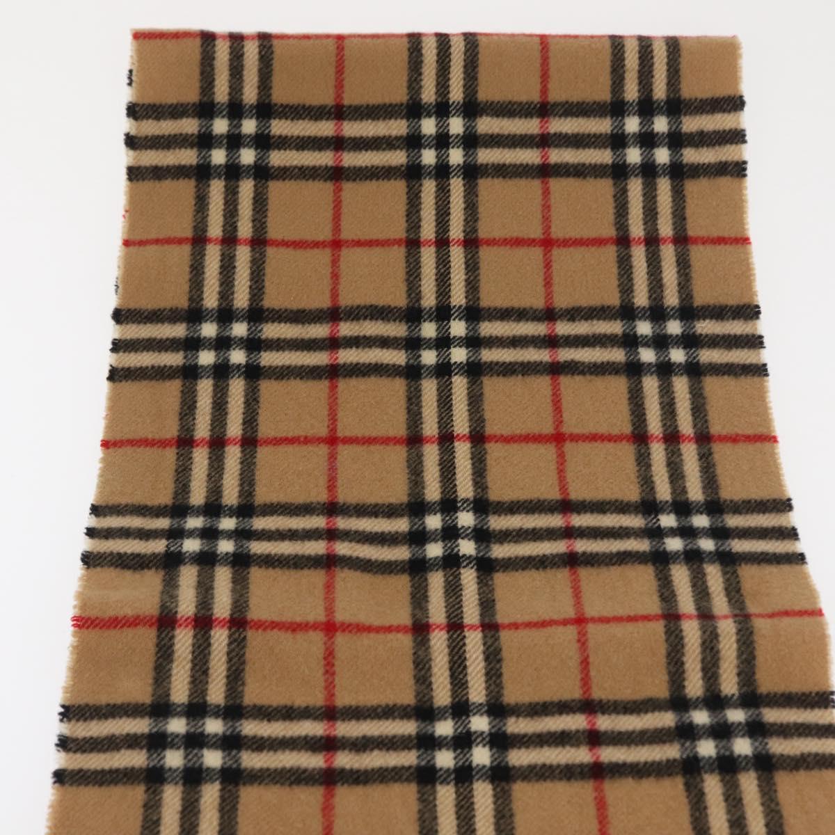 Burberrys Nova Check Scarf Wool Beige Auth am10638