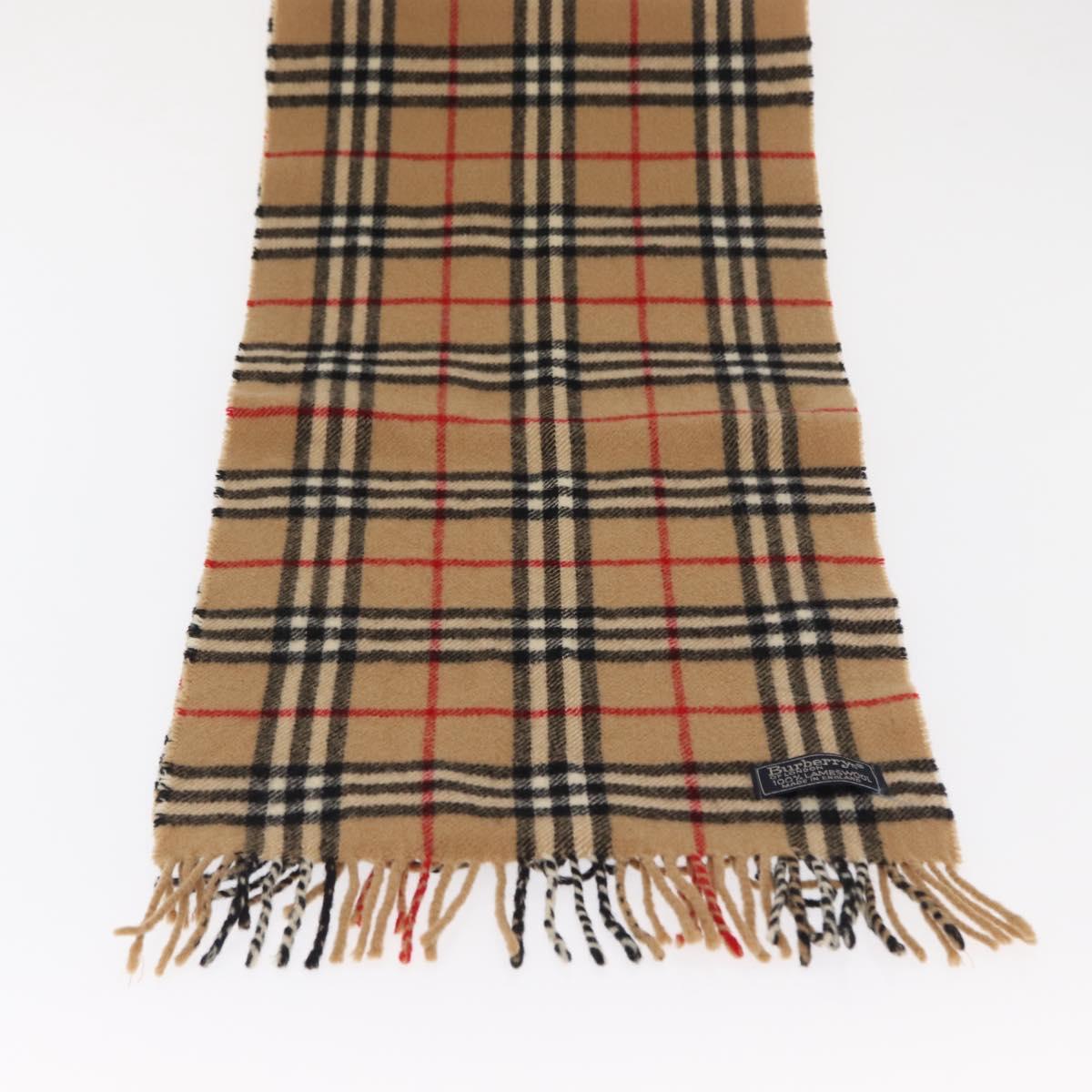 Burberrys Nova Check Scarf Wool Beige Auth am10638