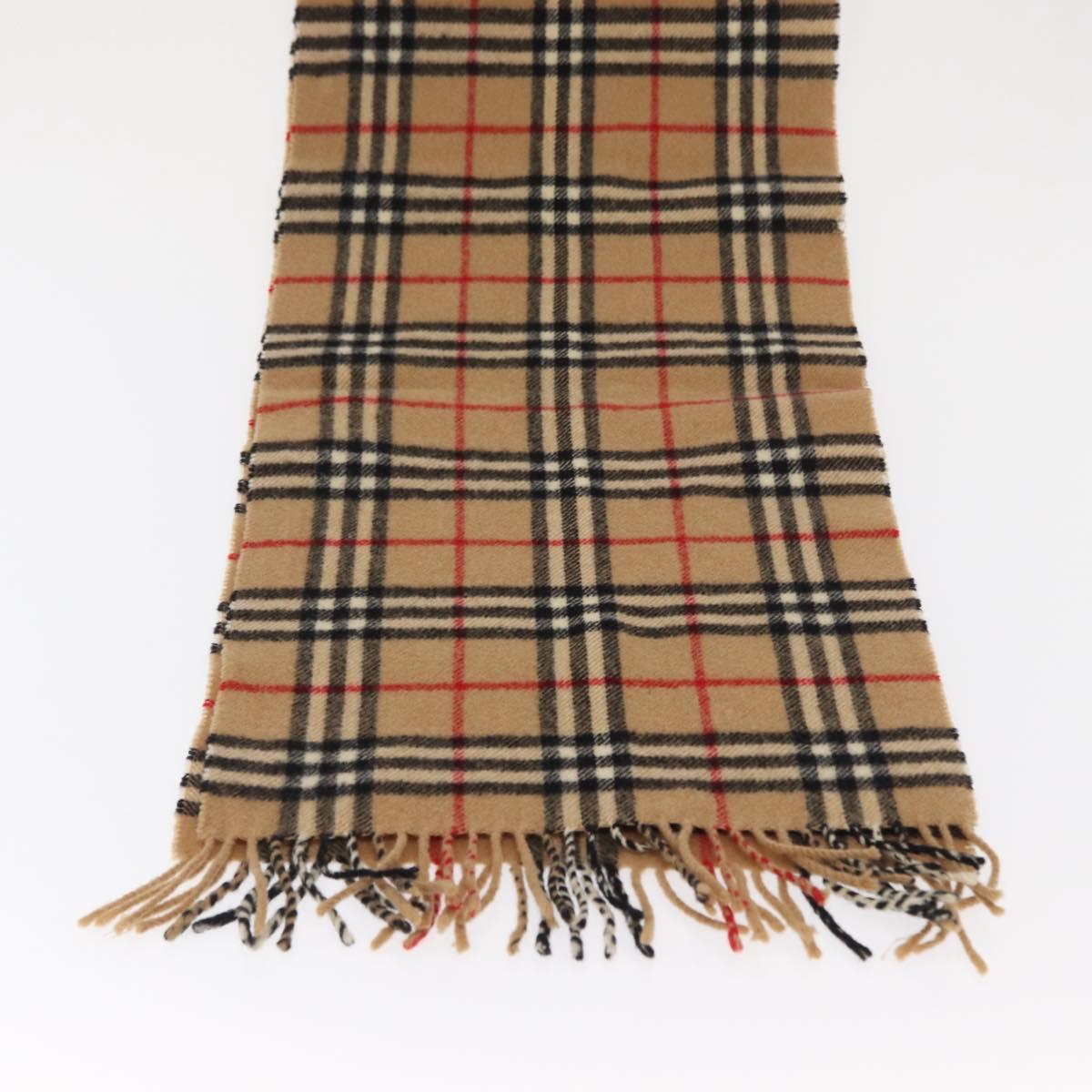 Burberrys Nova Check Scarf Wool Beige Auth am10638