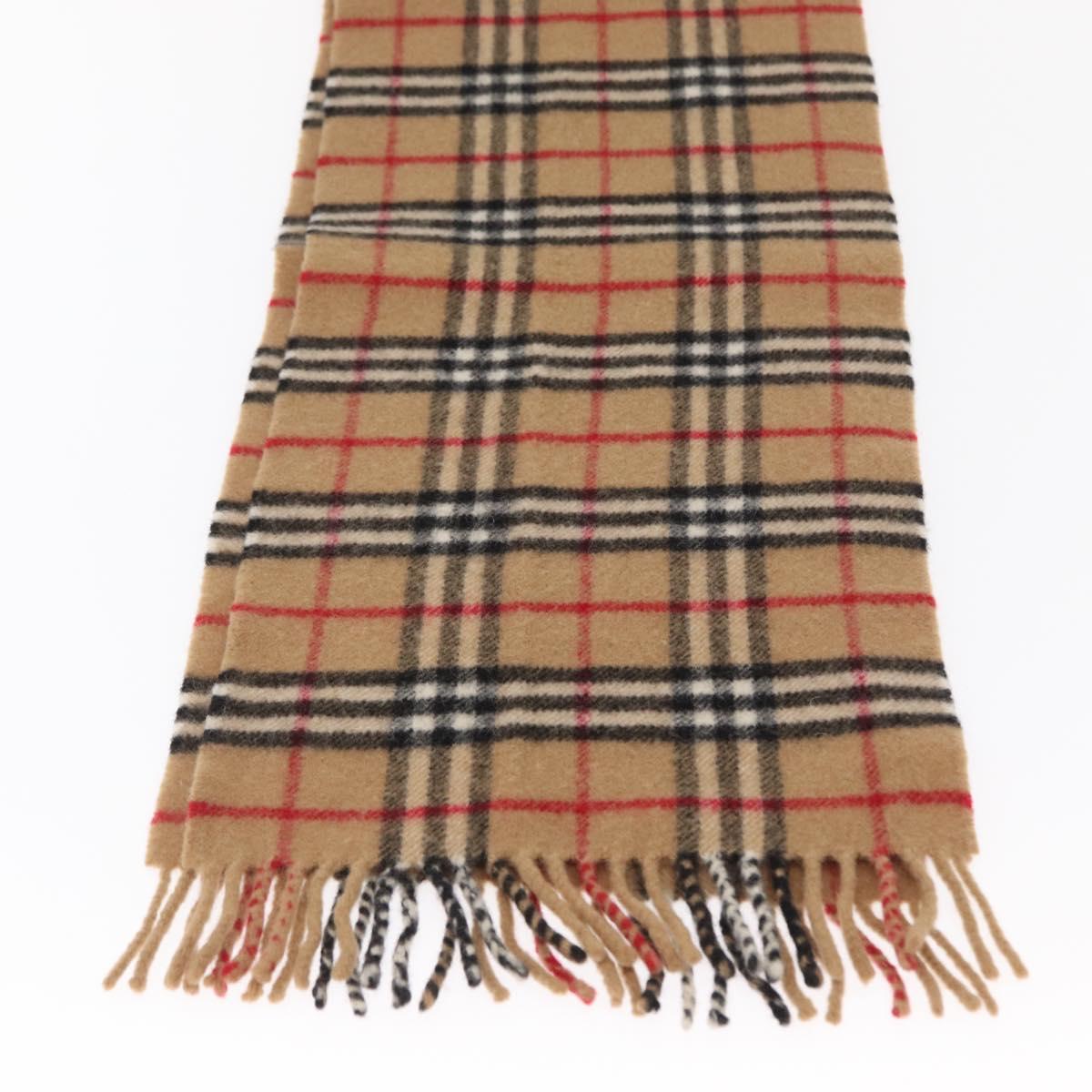 Burberrys Nova Check Scarf Wool Beige Auth am10639V