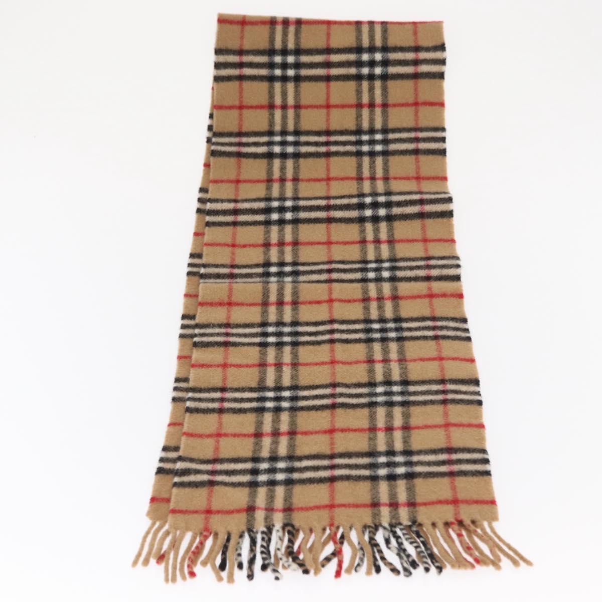 Burberrys Nova Check Scarf Wool Beige Auth am10639V