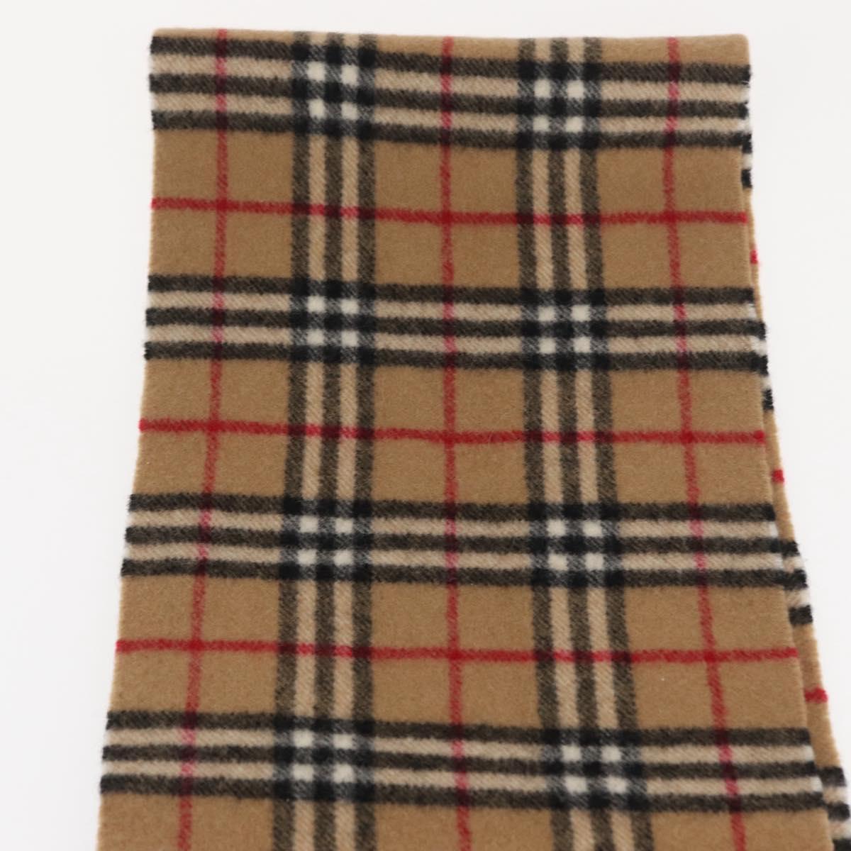 Burberrys Nova Check Scarf Wool Beige Auth am10639V