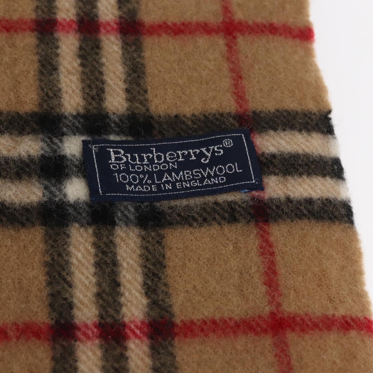 Burberrys Nova Check Scarf Wool Beige Auth am10639V