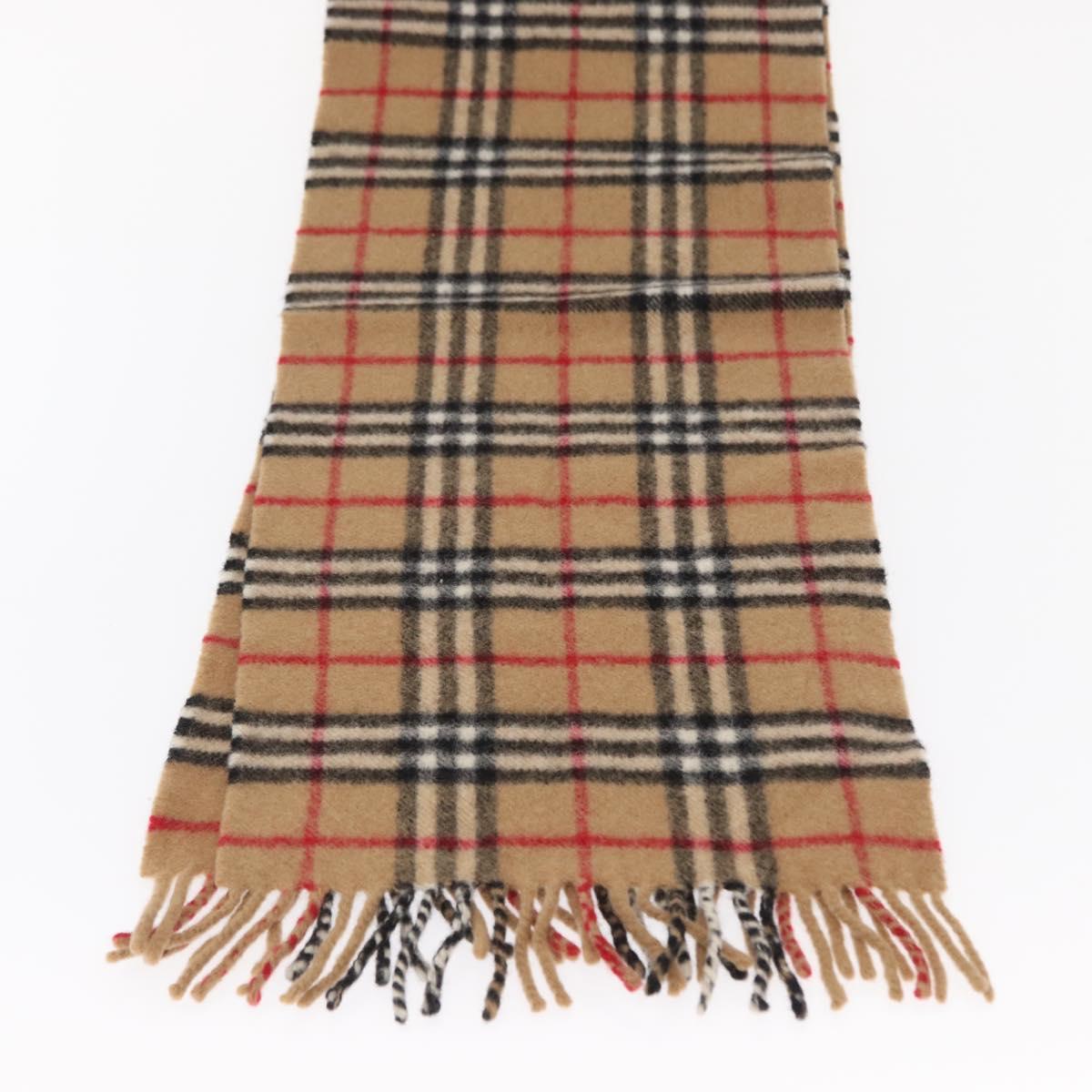 Burberrys Nova Check Scarf Wool Beige Auth am10639V