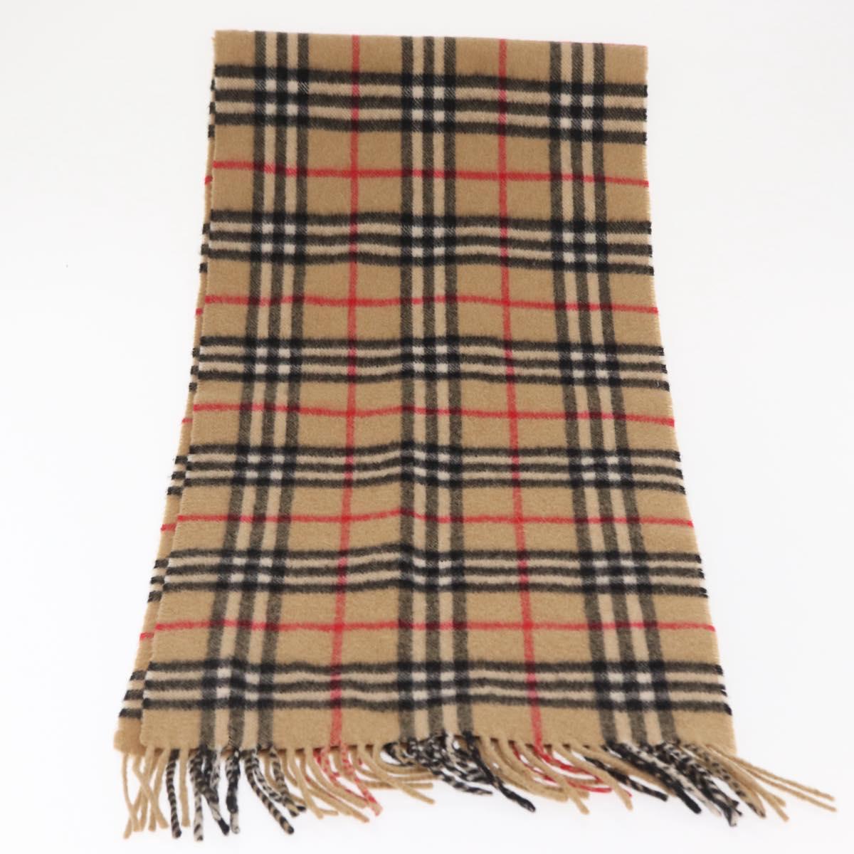 Burberrys Nova Check Scarf Wool Beige Auth am10640