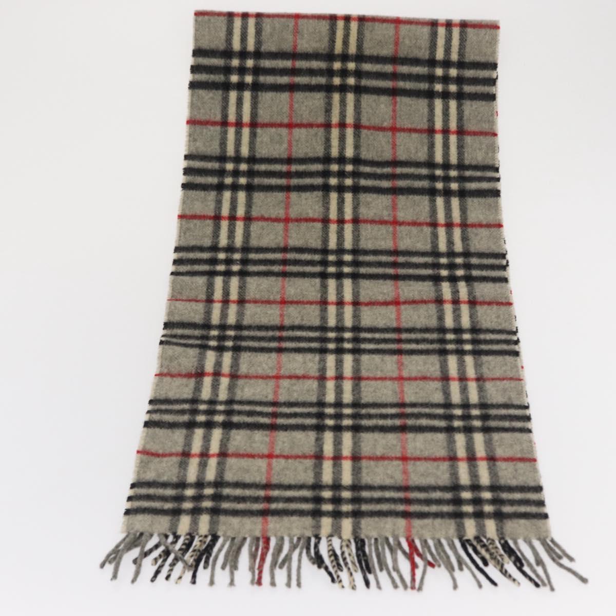 Burberrys Nova Check Scarf Wool Gray Auth am10645