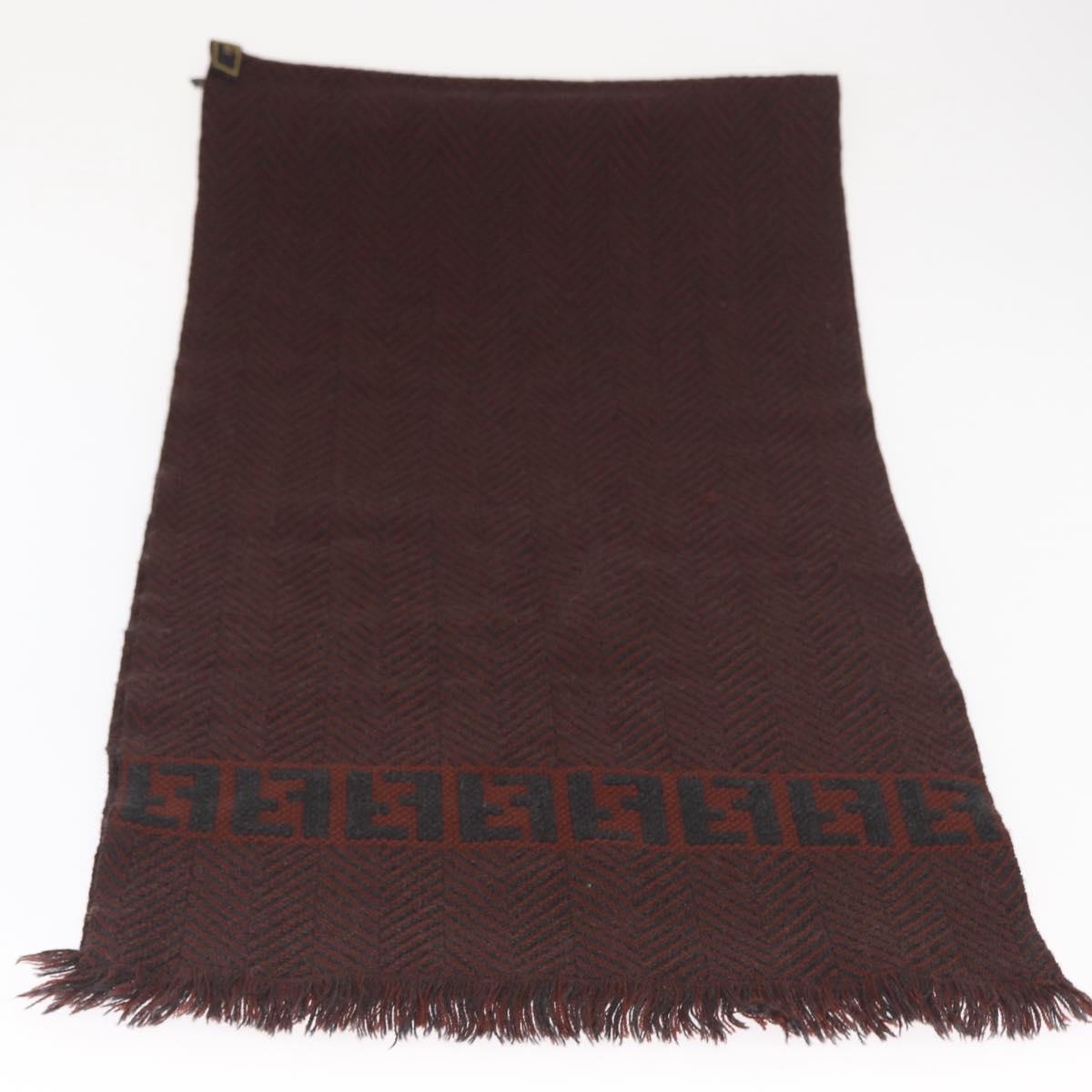 FENDI Zucca Scarf Wool Brown Black Auth am10646