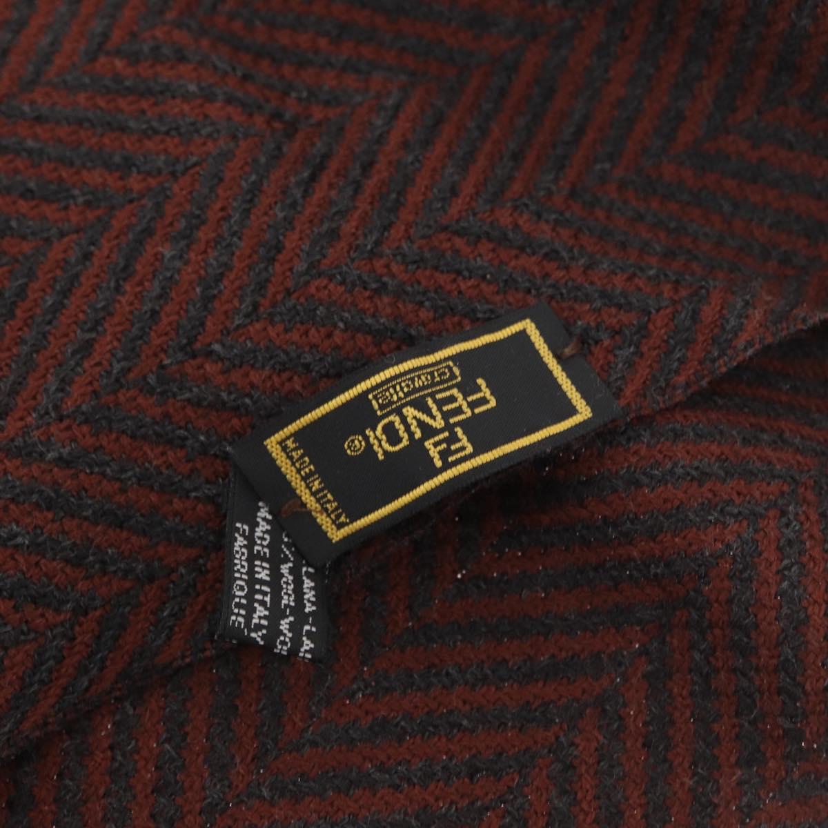 FENDI Zucca Scarf Wool Brown Black Auth am10646