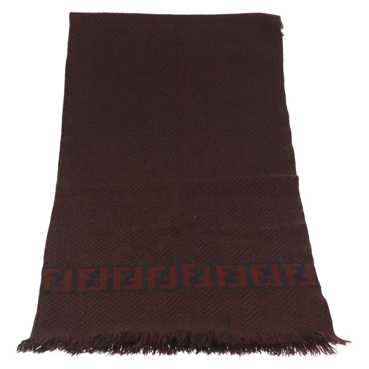 FENDI Zucca Scarf Wool Brown Black Auth am10646