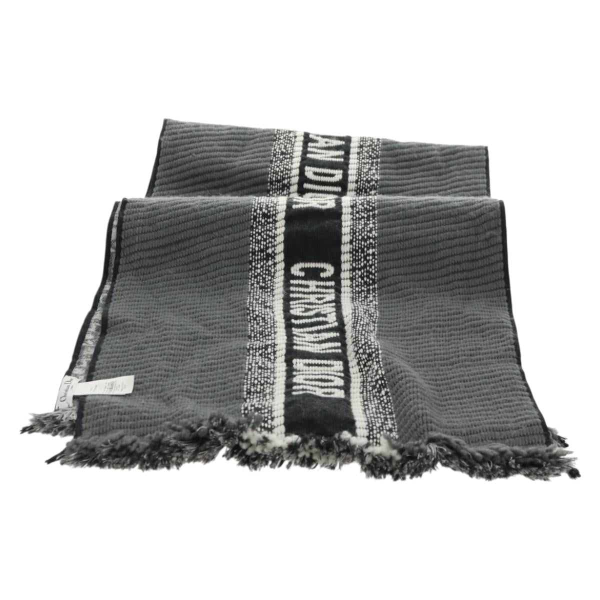 Christian Dior Oblique Big Scarf Wool Black Auth am10653V
