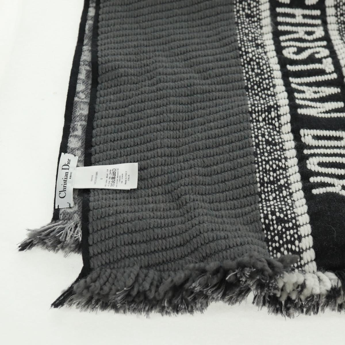 Christian Dior Oblique Big Scarf Wool Black Auth am10653V