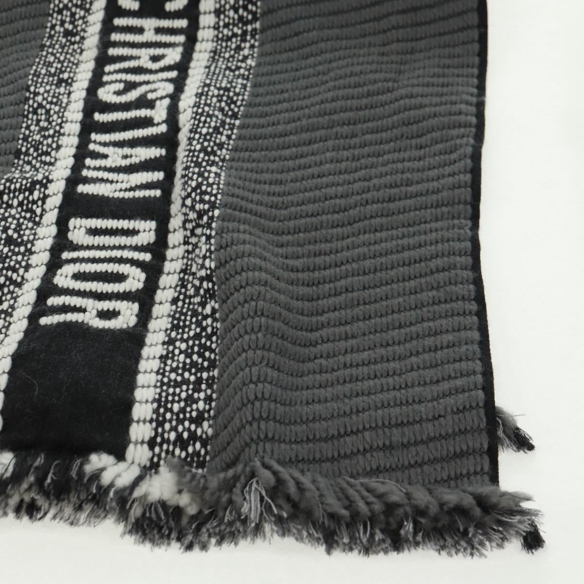 Christian Dior Oblique Big Scarf Wool Black Auth am10653V