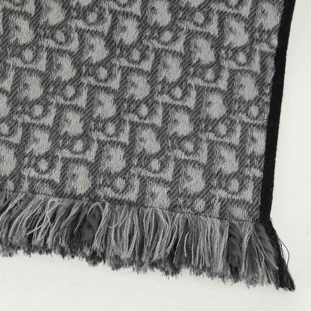 Christian Dior Oblique Big Scarf Wool Black Auth am10653V