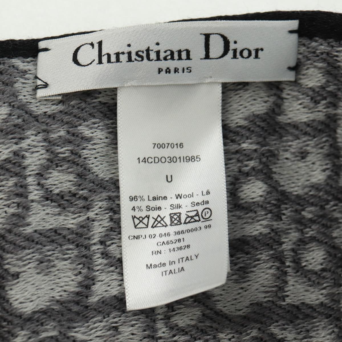 Christian Dior Oblique Big Scarf Wool Black Auth am10653V