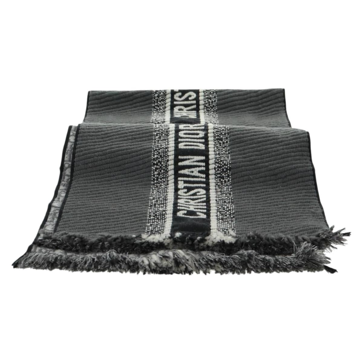 Christian Dior Oblique Big Scarf Wool Black Auth am10653V