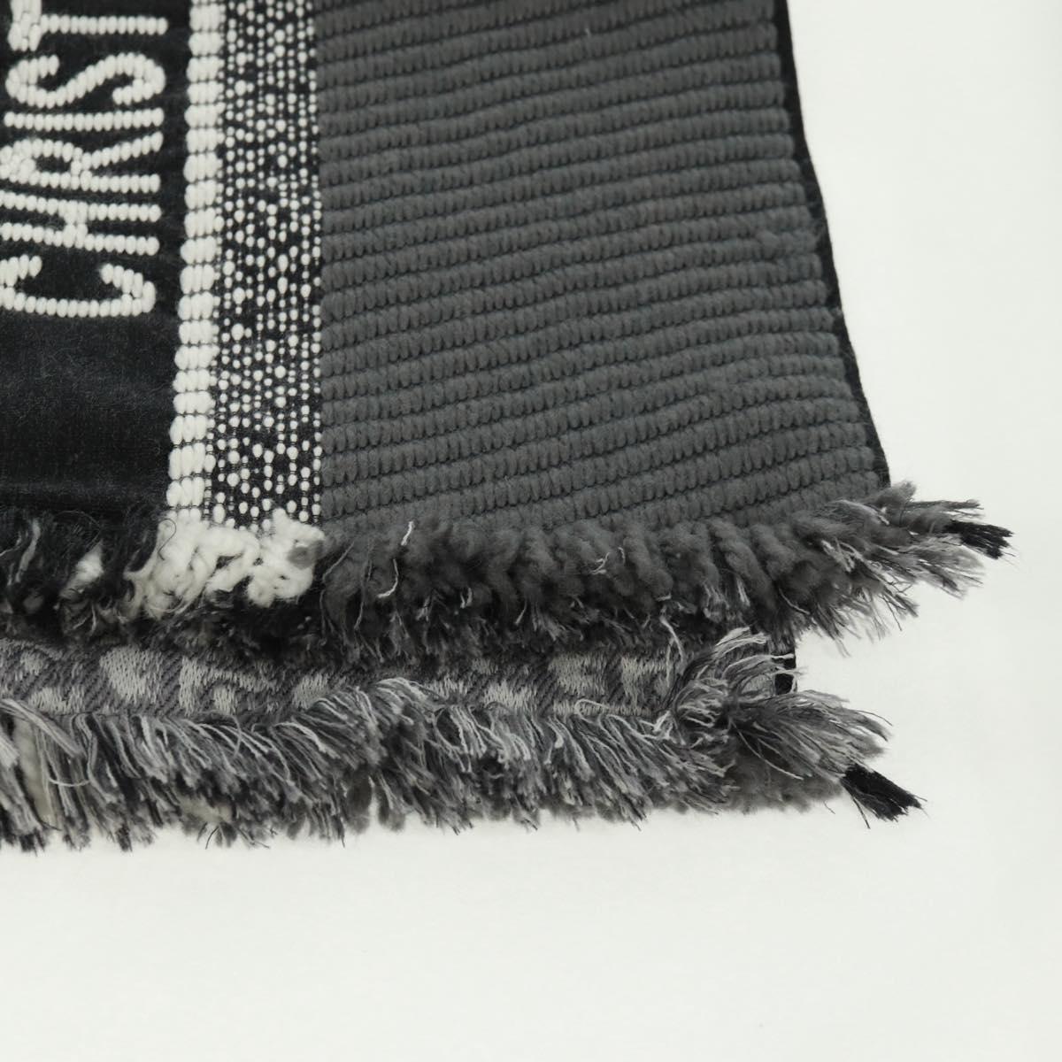 Christian Dior Oblique Big Scarf Wool Black Auth am10653V