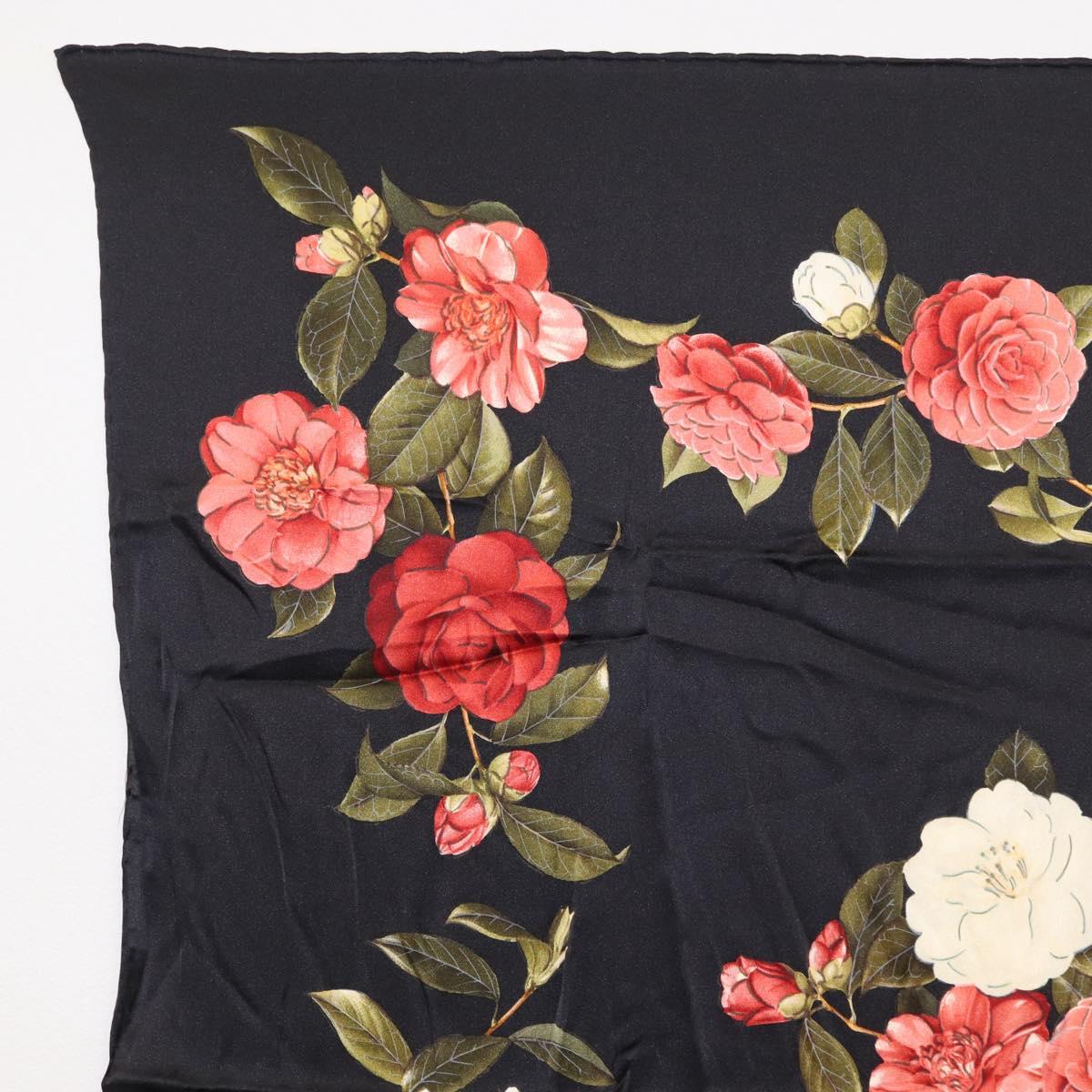 CHANEL Scarf Silk Black CC Auth am10657