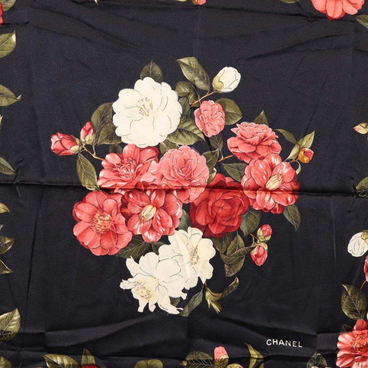 CHANEL Scarf Silk Black CC Auth am10657