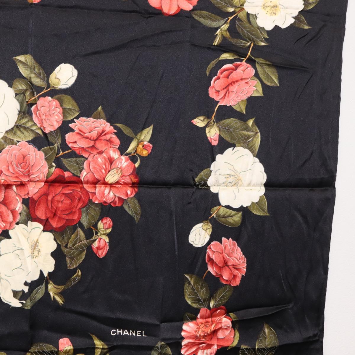 CHANEL Scarf Silk Black CC Auth am10657