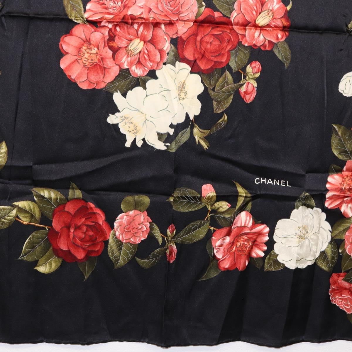 CHANEL Scarf Silk Black CC Auth am10657