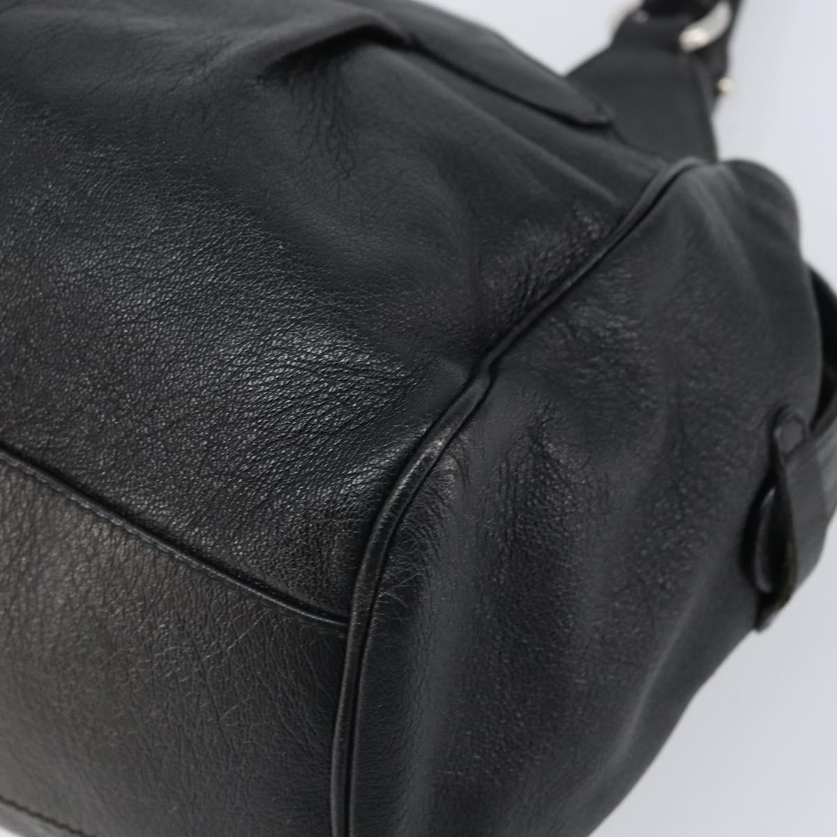 Salvatore Ferragamo Gancini Hand Bag Leather Black Silver Auth am10665