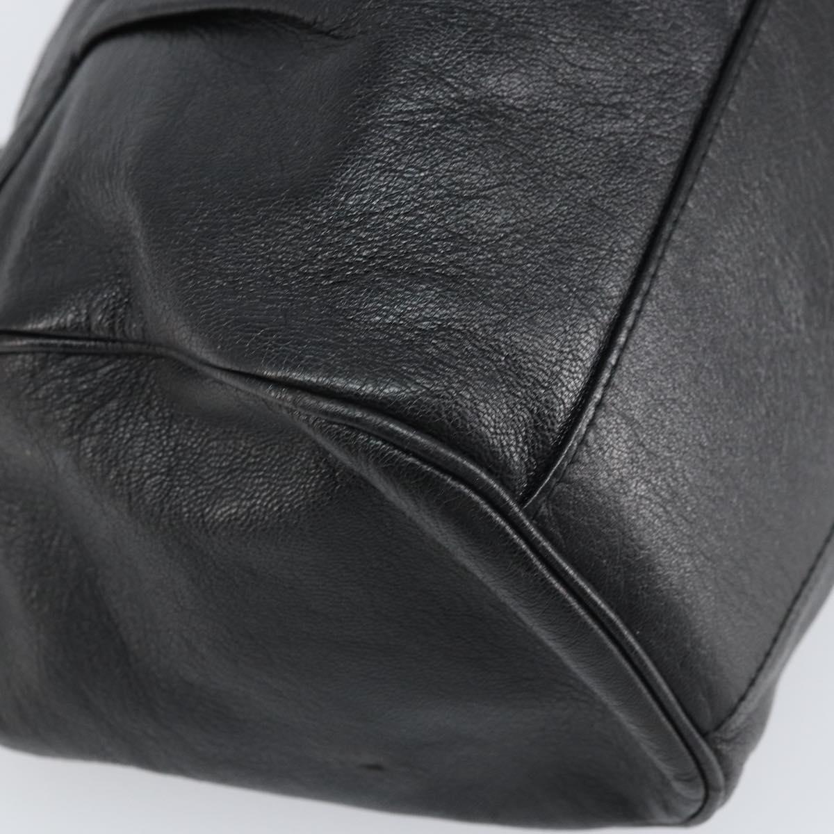 Salvatore Ferragamo Gancini Hand Bag Leather Black Silver Auth am10665