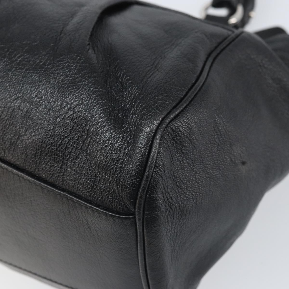 Salvatore Ferragamo Gancini Hand Bag Leather Black Silver Auth am10665