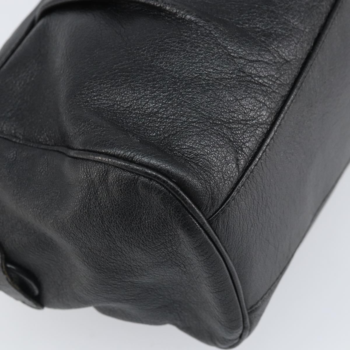 Salvatore Ferragamo Gancini Hand Bag Leather Black Silver Auth am10665